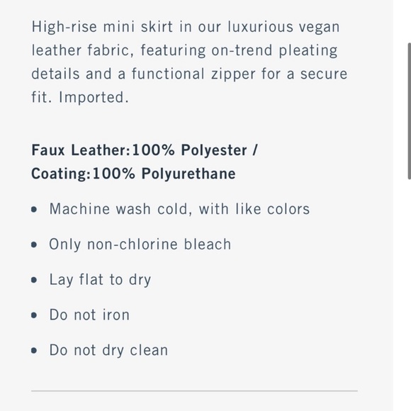 ABERCROMBIE AND FITCH VEGAN LEATHER HIGH RISE PLEATED MINI SKIRT (Faulty) - Picture 11 of 12